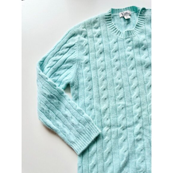 LILLY PULITZER Turquoise 100% Cashmere Cable Knit Crew Neck Sweater, Size S - Picture 8 of 11